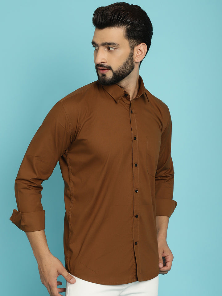 Men's Discover Comfort and Style in Our Coffee-Coloured Casual Shirt