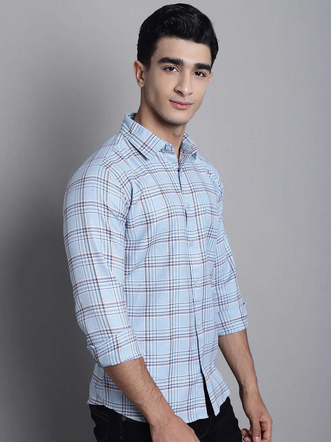 Men's Casual Cotton Checked Shirt