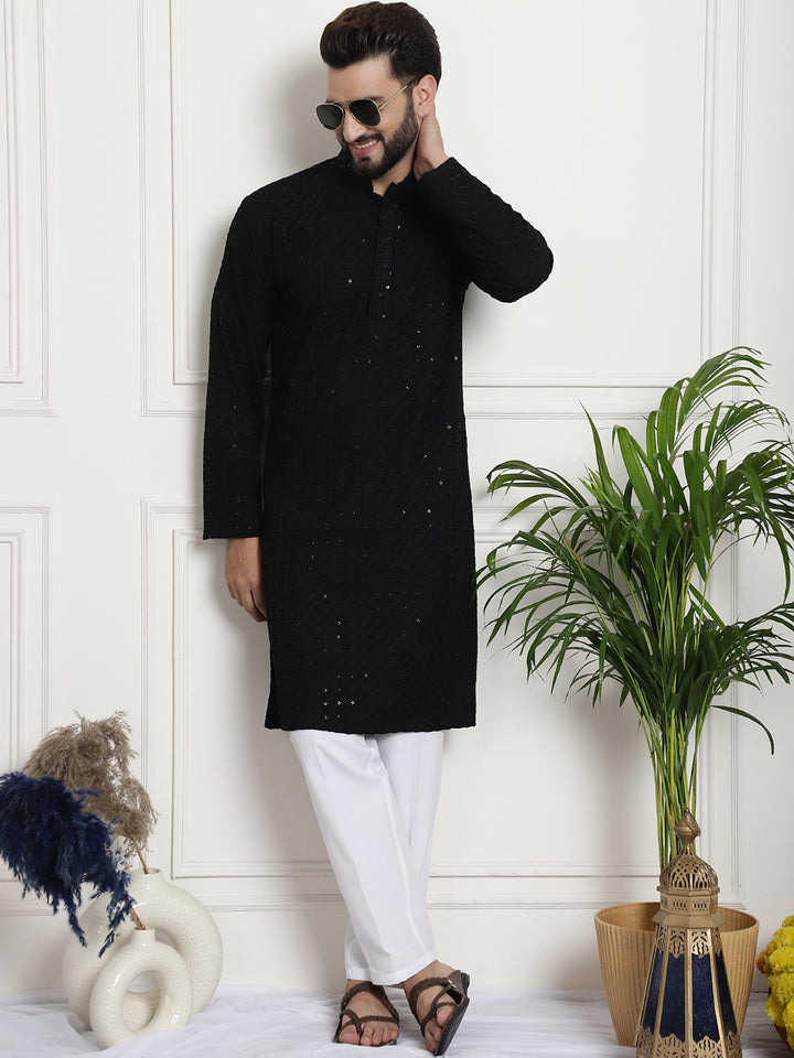 Men's Timeless Black Cotton Kurta Pants Unleash Elegance in Simplicity