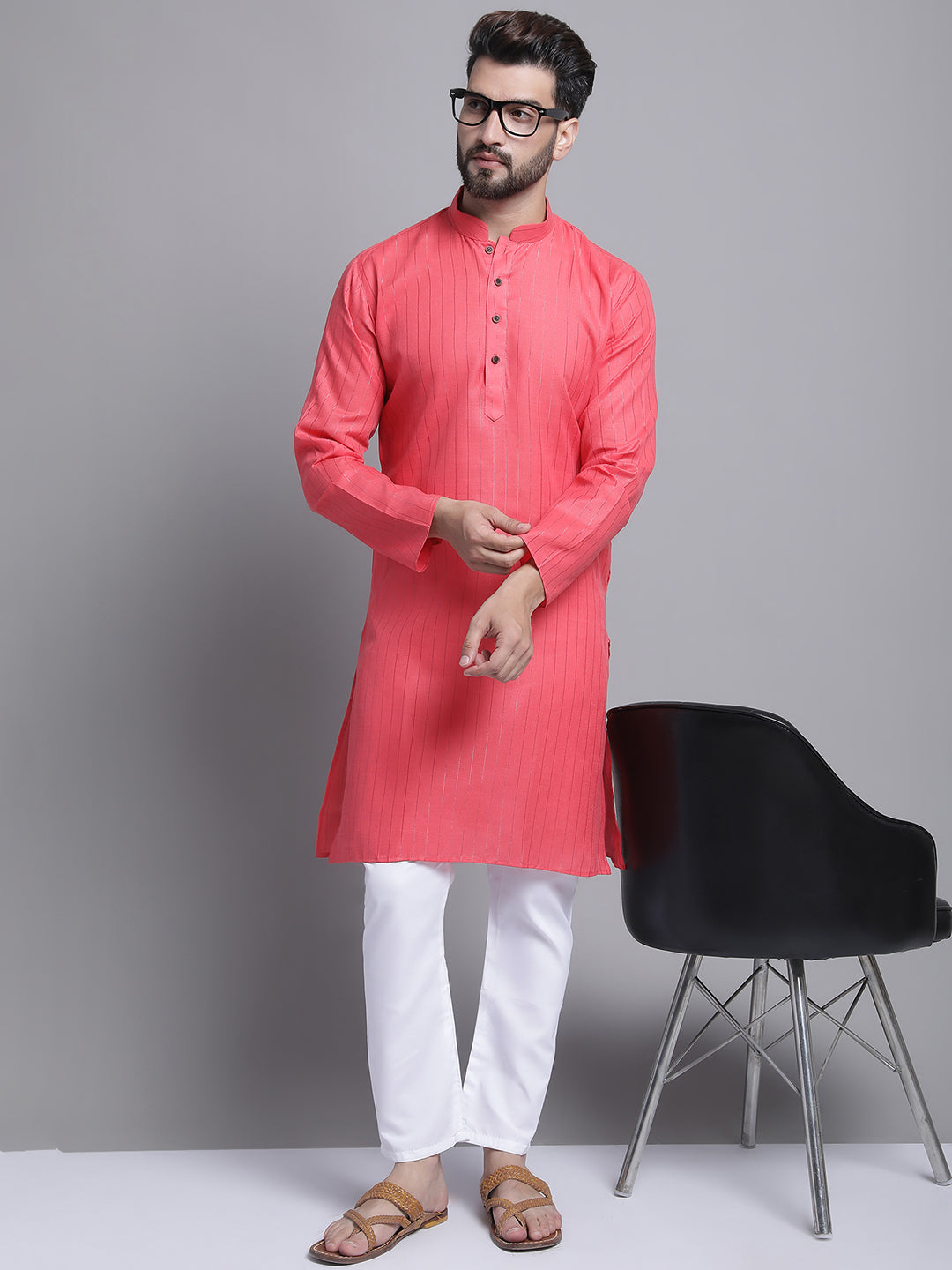 Men's Lining Cotton Regular Black Kurta With Pyjamas.