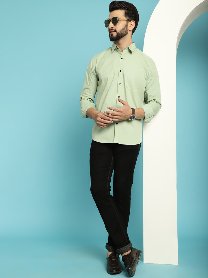 Men's Elevate Your Style with Our Green Casual Shirt