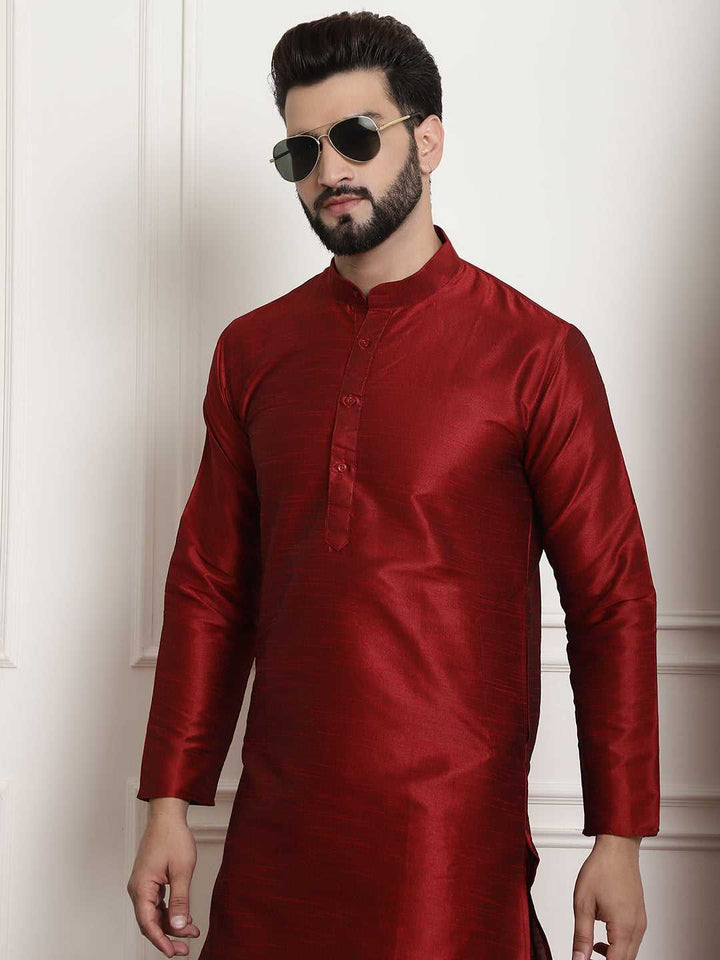 Crimson Allure Red Silk Dupion Kurta and Churidar Set