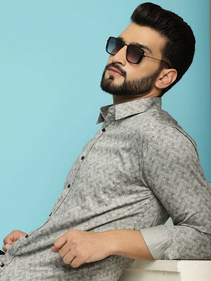 Contemporary Charisma Grey Printed Shirt for Men