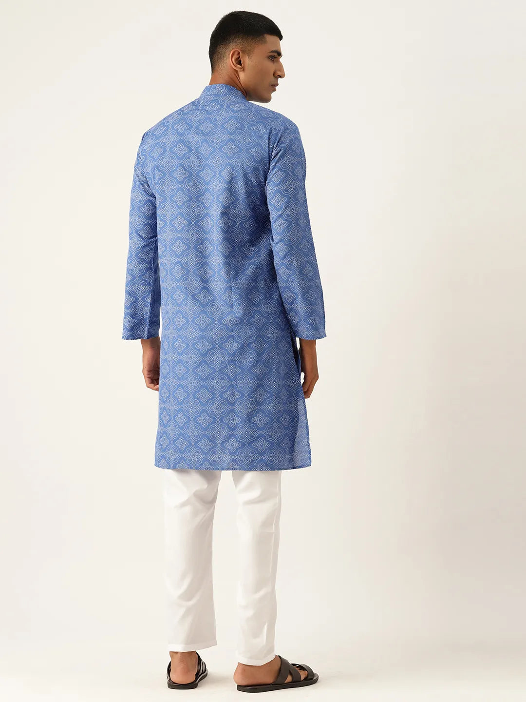 Cerulean Elegance Men's Blue Printed Kurta Pajama Sets