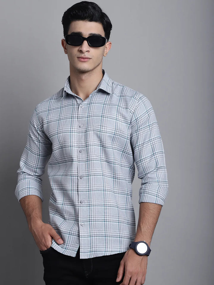 Sophisticated Simplicity Men's Grey Check Cotton Shirt – Classic Checks, Contemporary Style