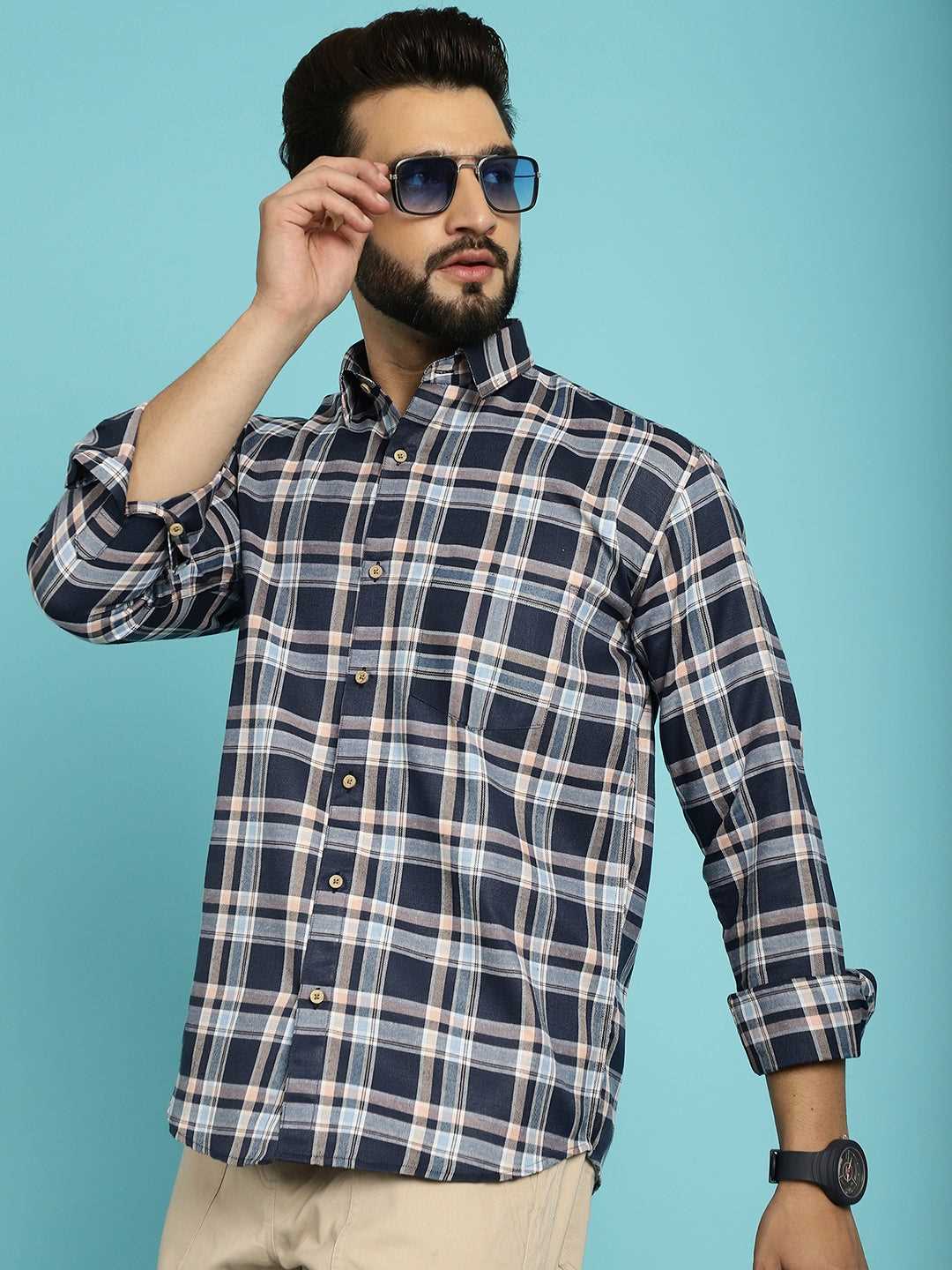 Men's Elevate Your Look with Our Black Check Shirt