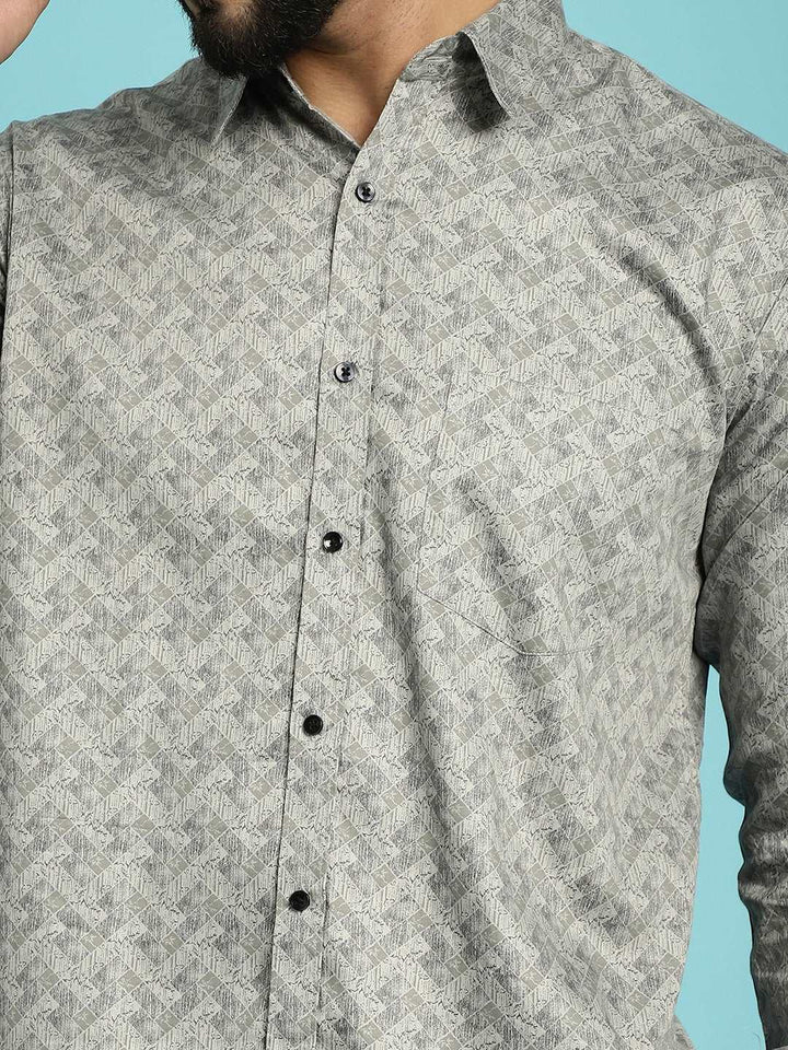 Contemporary Charisma Grey Printed Shirt for Men