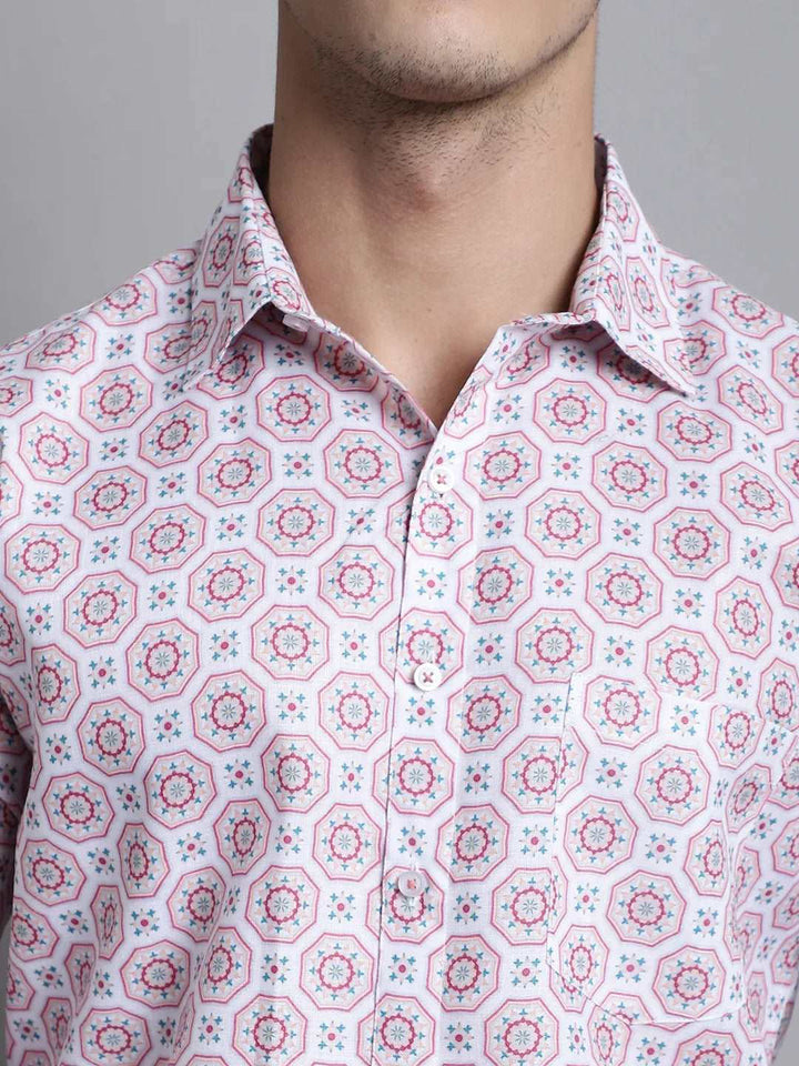 Discover White and Peach Men's Printed Shirts