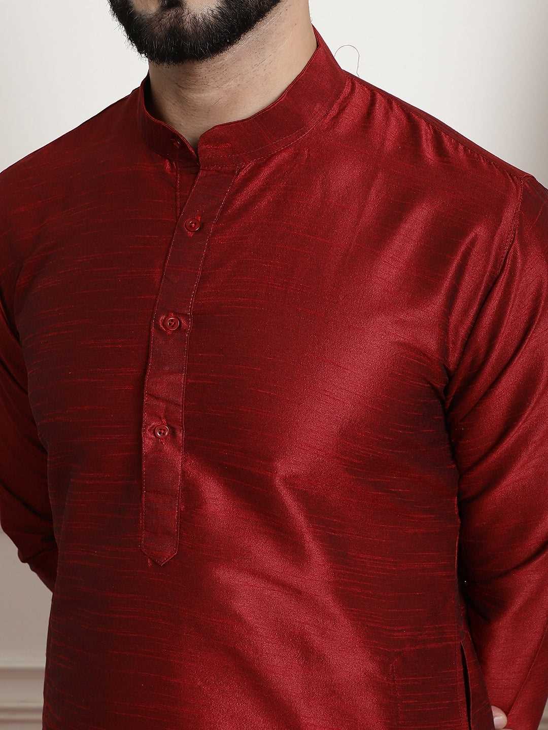 Crimson Allure Red Silk Dupion Kurta and Churidar Set