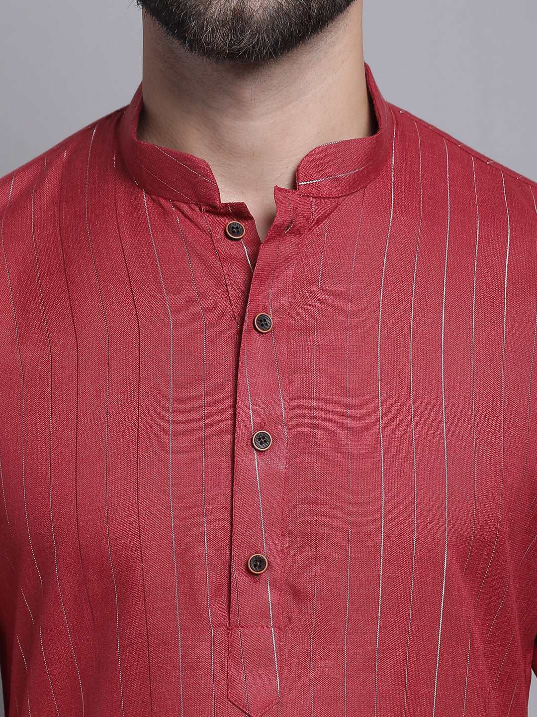 Men's Lining Cotton Regular Maroon Kurta With Pajamas.