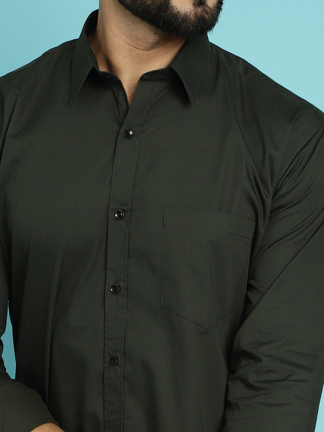 Men's Embrace Effortless Style with Our Olive-Coloured Casual Shirt