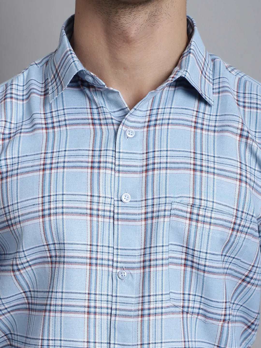 Effortless Elegance Men's Sky Blue Check Shirt