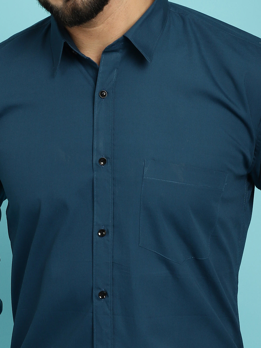 Men's Discover Effortless Elegance with Our Peacock Blue Casual Shirt