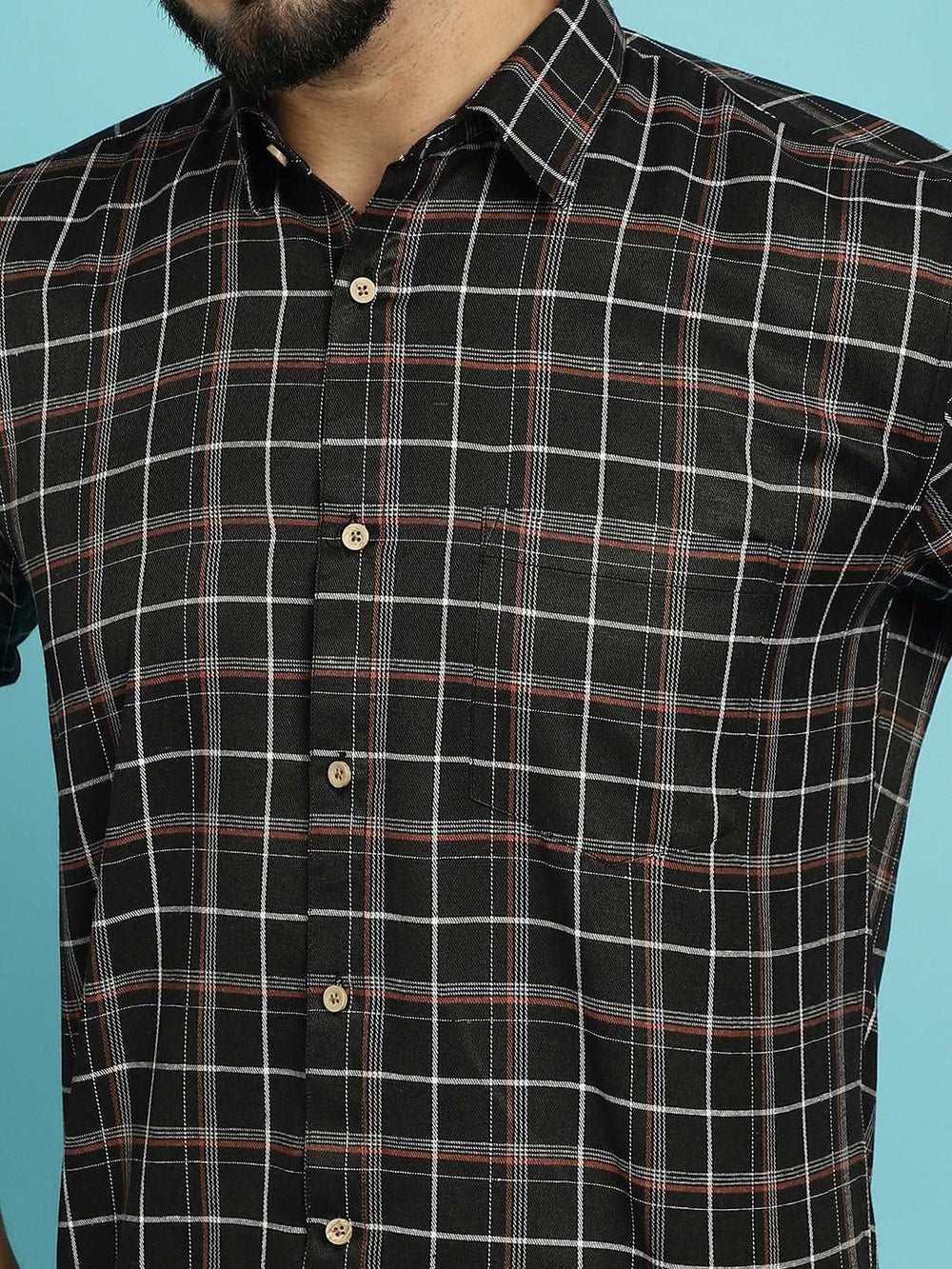 Classic Charm Explore Our Men's Checked Black Cotton Shirts