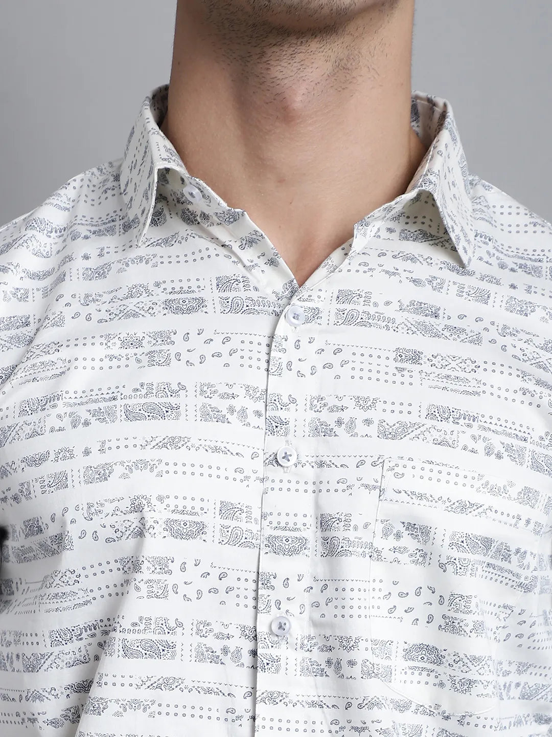 Timeless Elegance Discover the Crisp Sophistication of Our White Printed Shirts for Men