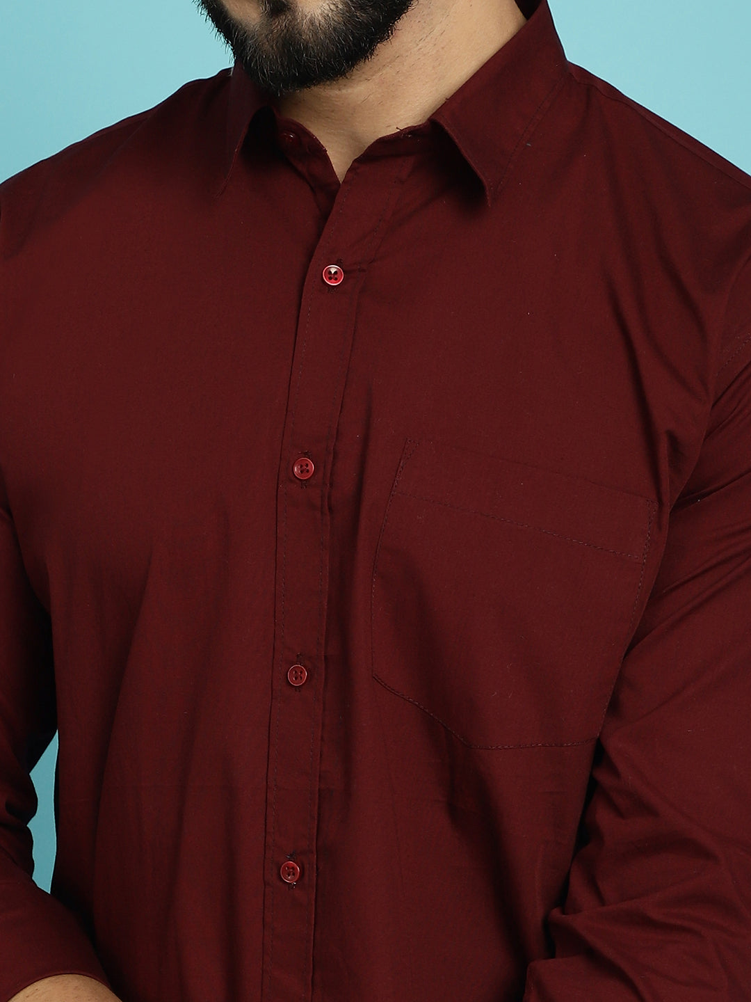 Men's Elevate Your Wardrobe with our Wine-Coloured Casual Shirt