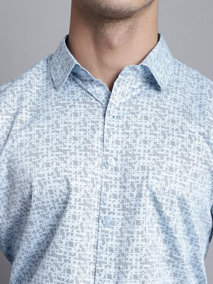 Sky Blue Elegance Explore Our Printed Shirts for Men in Refreshing Hues