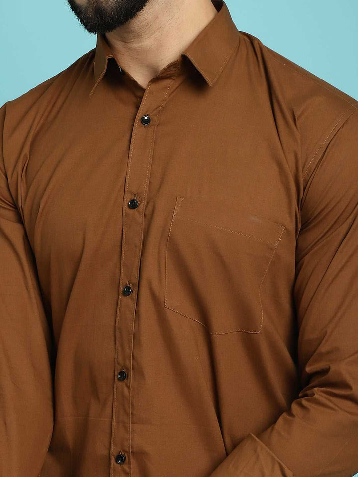 Men's Discover Comfort and Style in Our Coffee-Coloured Casual Shirt