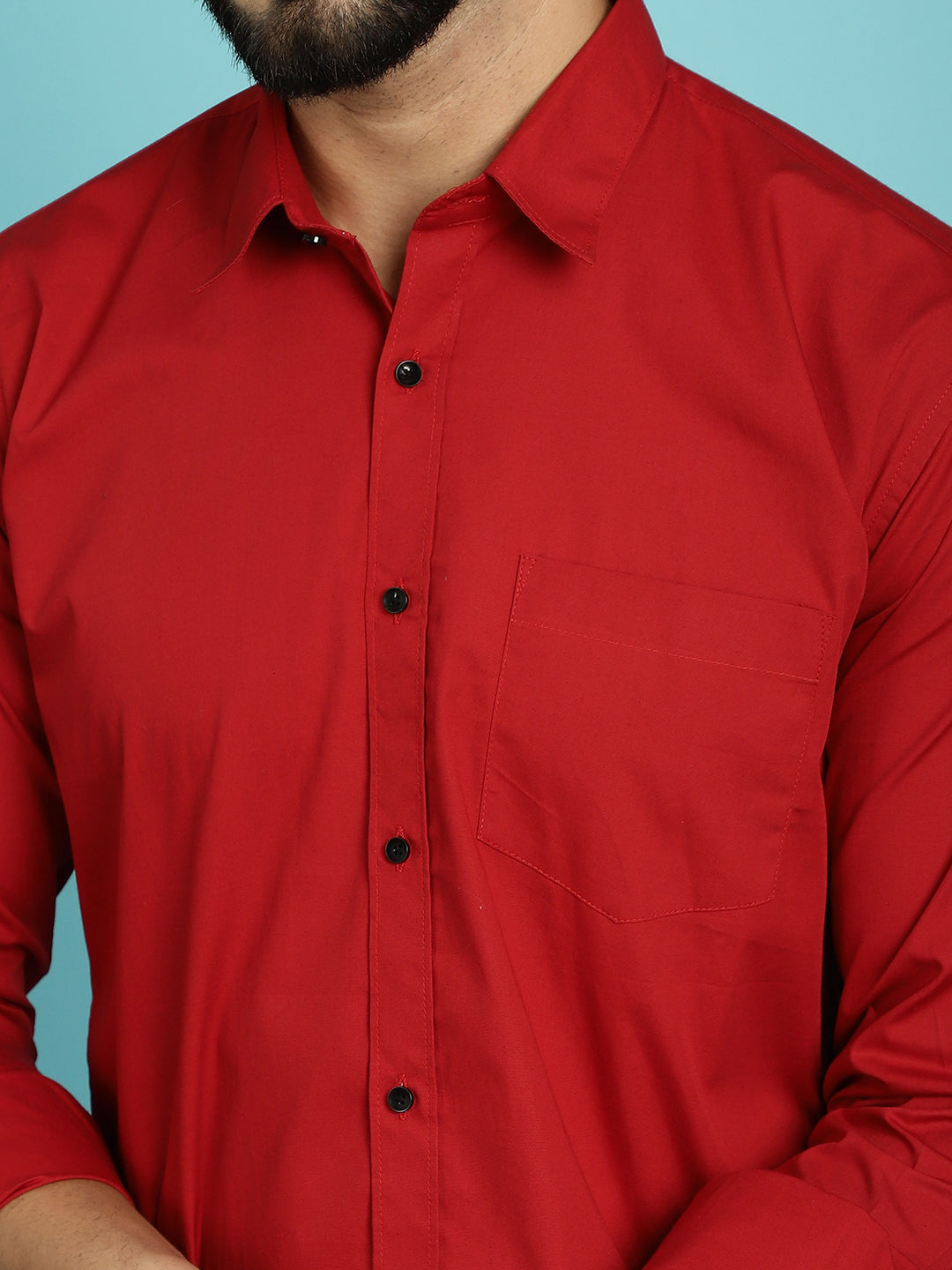 Men's Redefine Casual Elegance with Our Red Colour Casual Shirt