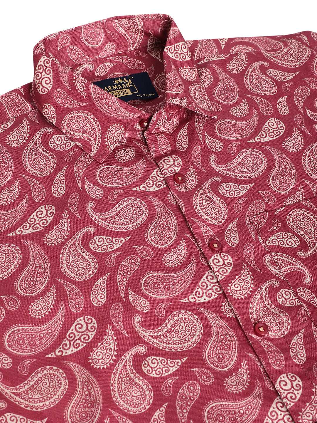 Bold Style Redefined Elevate Your Wardrobe with our Men's Red Printed Cotton Shirt