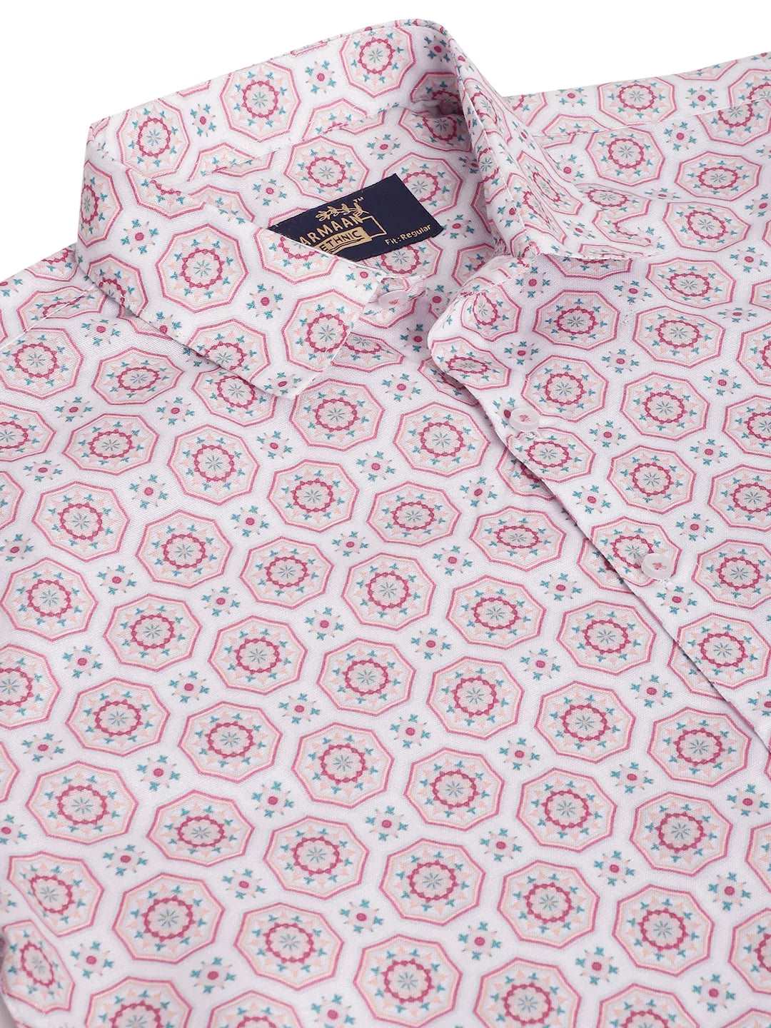 Discover White and Peach Men's Printed Shirts