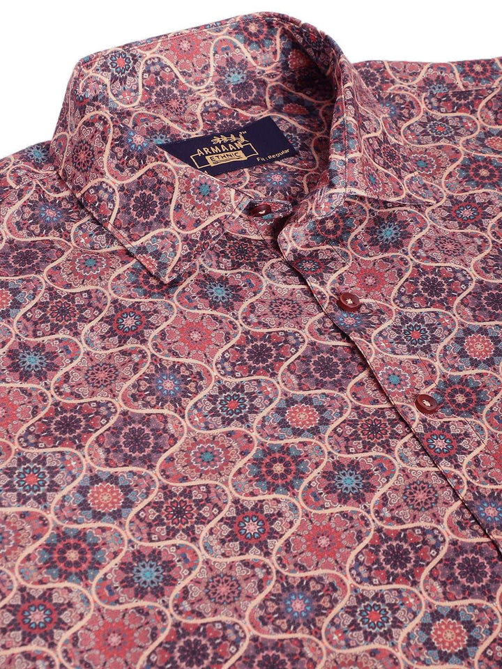 Earthly Elegance Men's Printed Shirts in Rich Brown Hues for Timeless Style