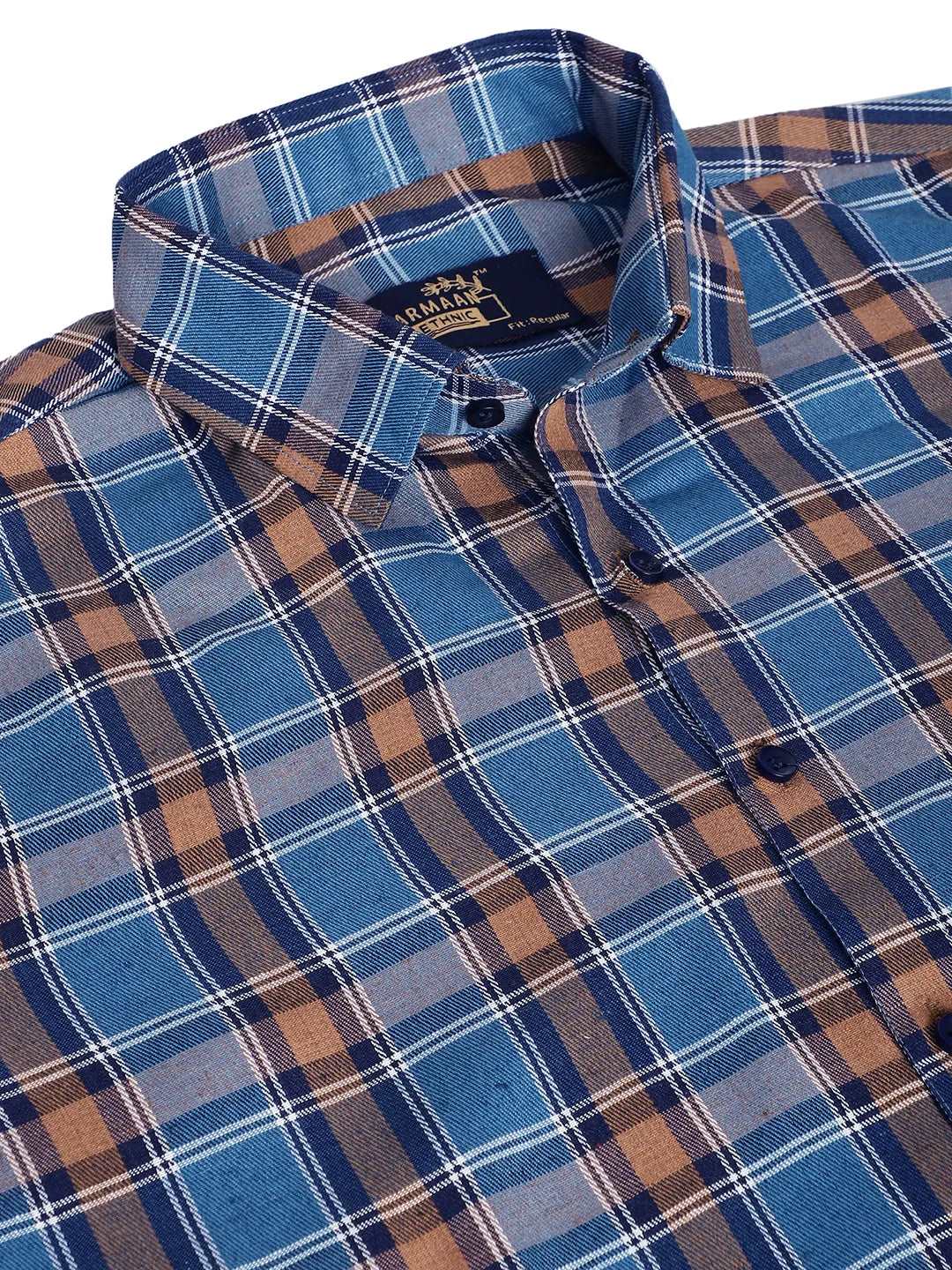 Effortless Cool Men's Blue Check Casual Cotton Shirt