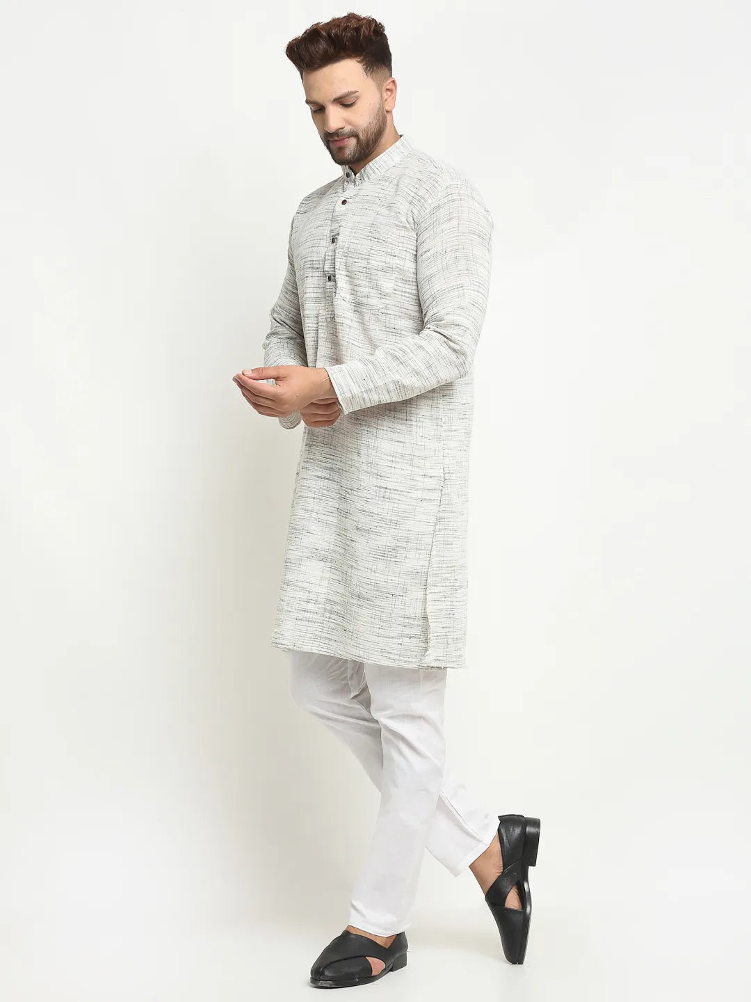 Nature's Elegance Green Khadi Cotton Kurta Pyjama Set for Men - Embrace Style with Comfort in Every Thread