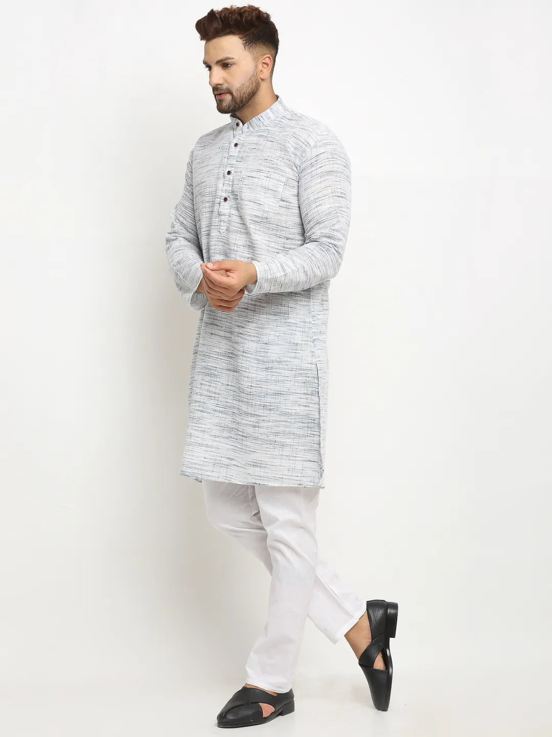 Oceanic Opulence Blue Khadi Cotton Kurta Pyjama Set for Men - Dive into Style and Comfort Waves