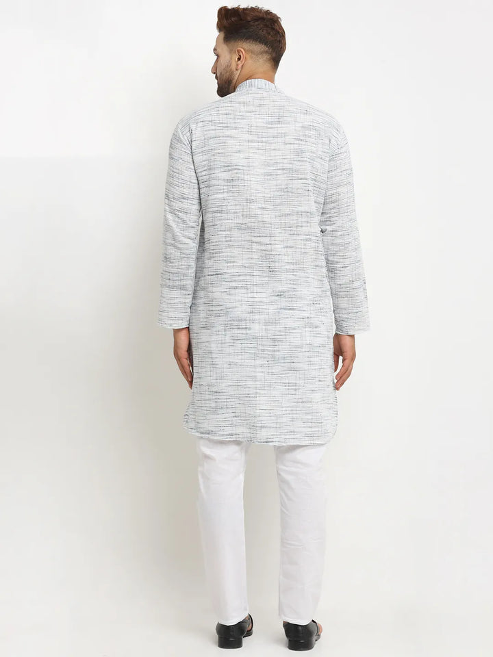 Oceanic Opulence Blue Khadi Cotton Kurta Pyjama Set for Men - Dive into Style and Comfort Waves