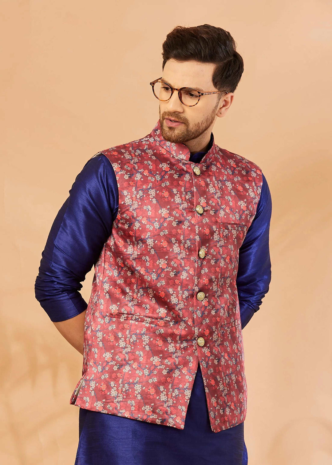 Bold Elegance Redefine Your Style with our Red Nehru Jacket for Men