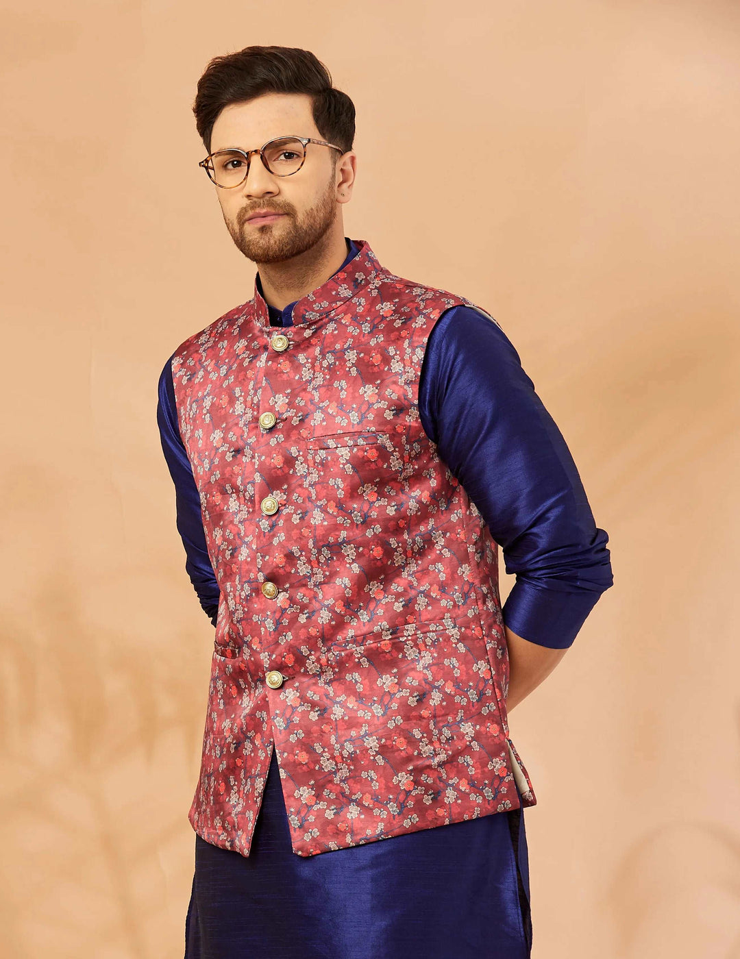 Bold Elegance Redefine Your Style with our Red Nehru Jacket for Men